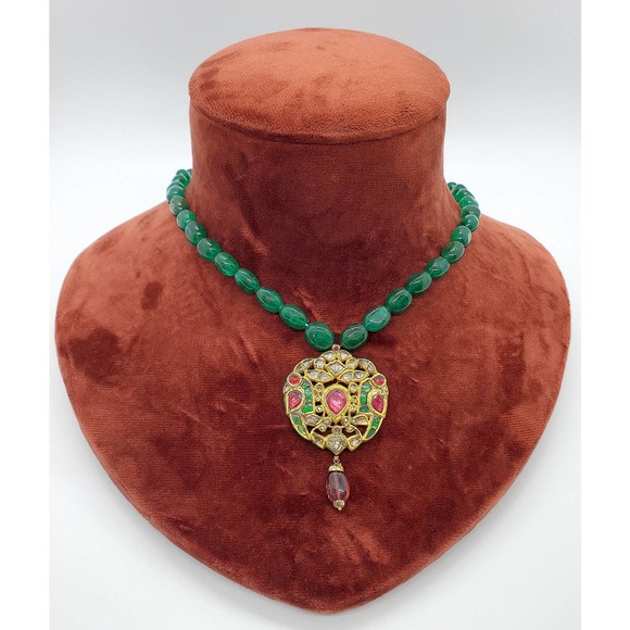 22k Gold Kundan Polki Pendant - Picture 4 of 7